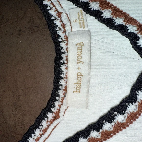 bishop + young White Tank Top with Black and Brown Accents - Picture 3 of 4